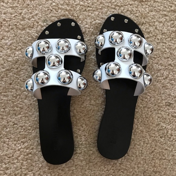 schutz benedita studded sandals